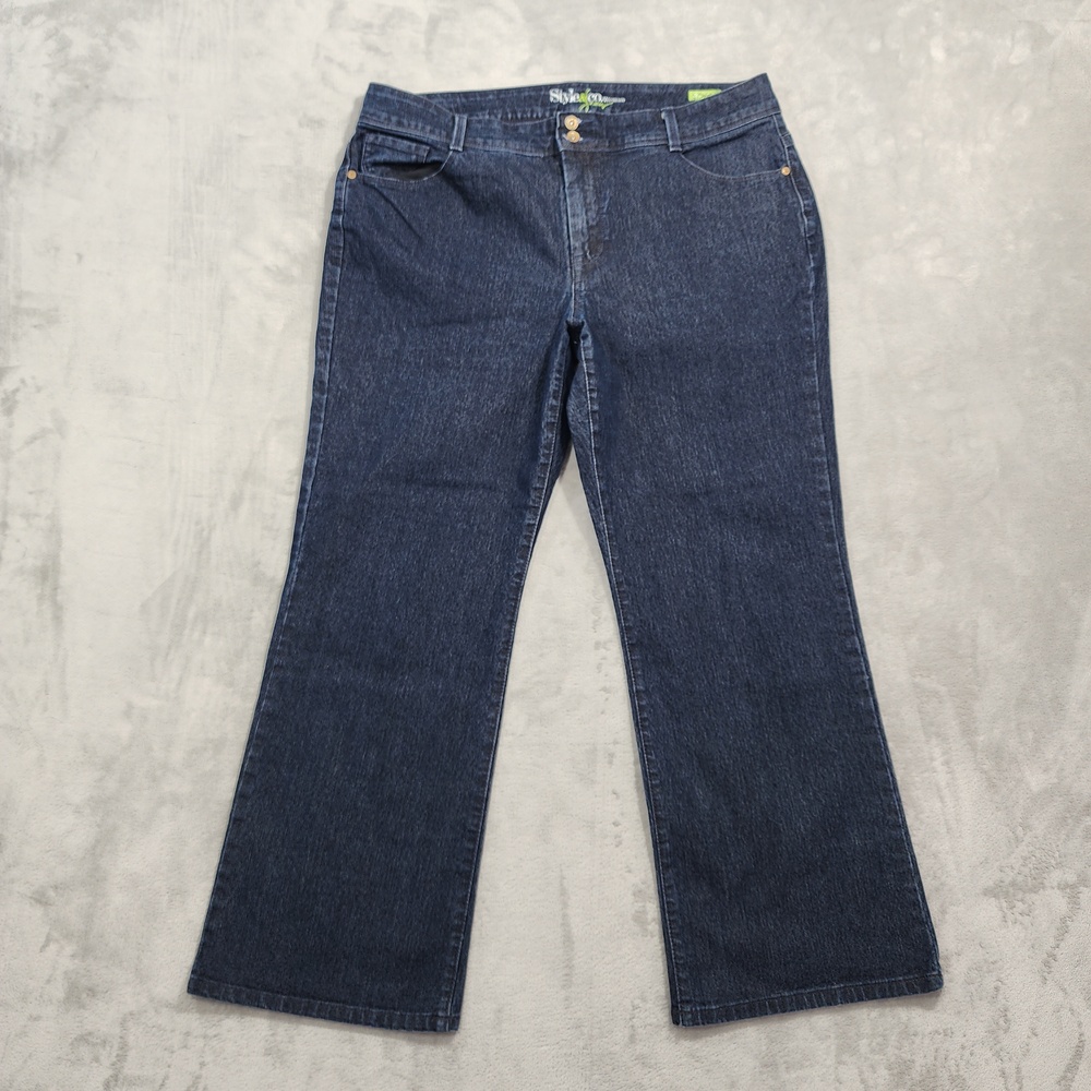 Style&co Jeans Womens 18W Blue Mid Rise Bootcut Relaxed Stretch Dark Wash Denim